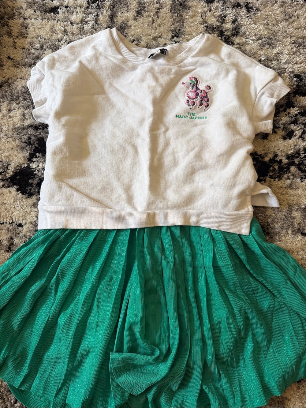 Marc Jacobs Kids White Top with Green Pleated Skirt
